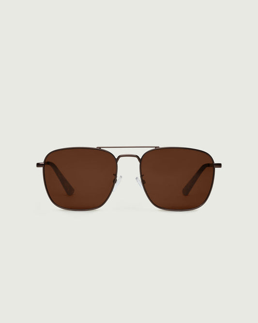 Bronze Polarized::Val Sunglasses pilot brown  metal front