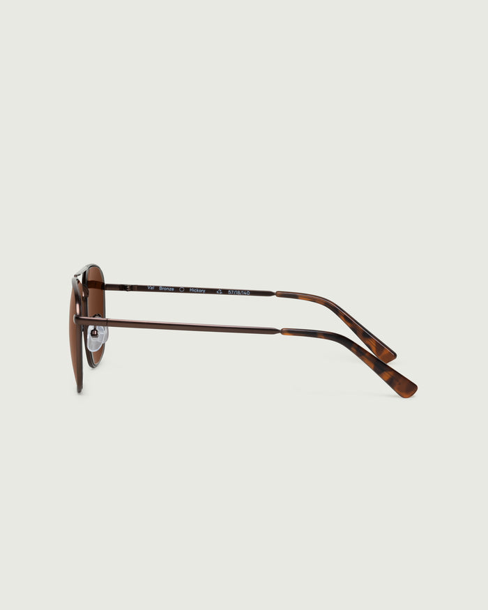 Bronze Polarized::Val Sunglasses pilot brown  metal side