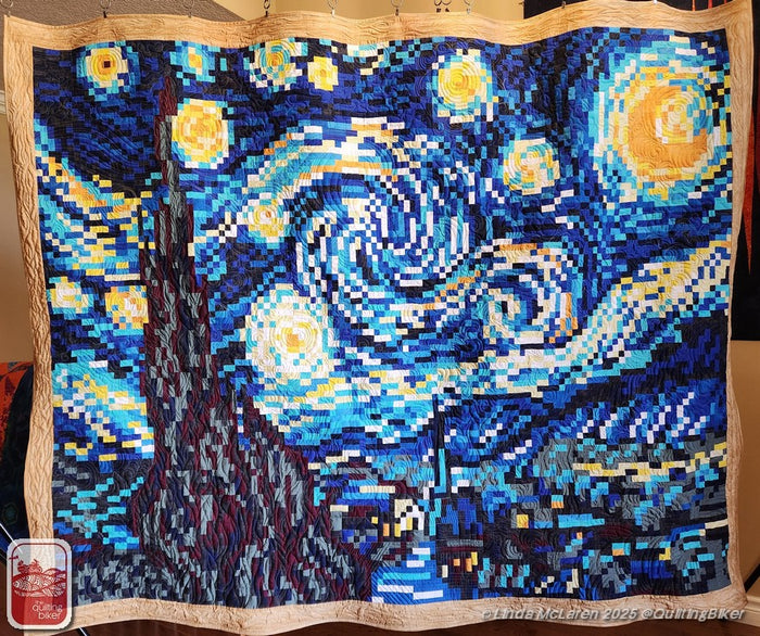 Van Gogh's Starry Night: An Advanced Pixel Quilt Kit and Pattern