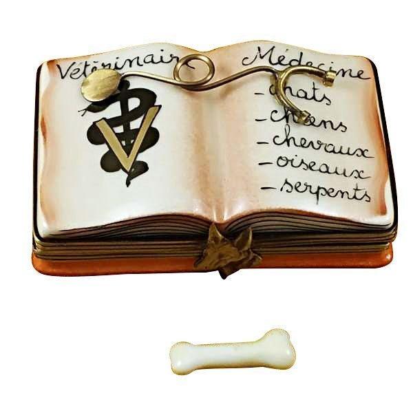 Veterinarian Book Porcelain Limoges book professional French Trinket Box