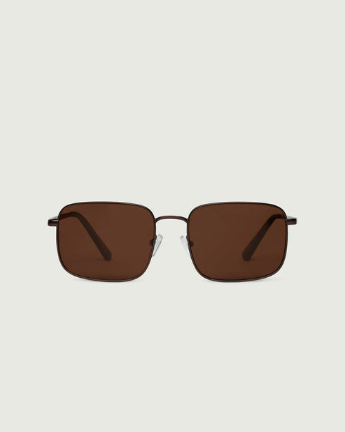 Bronze Polarized::Vito Sunglasses rectangle brown  metal front