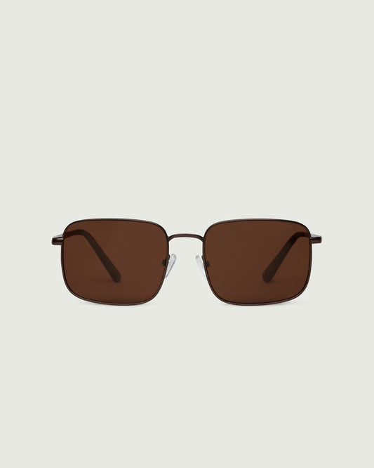Bronze Polarized::Vito Sunglasses rectangle brown  metal front