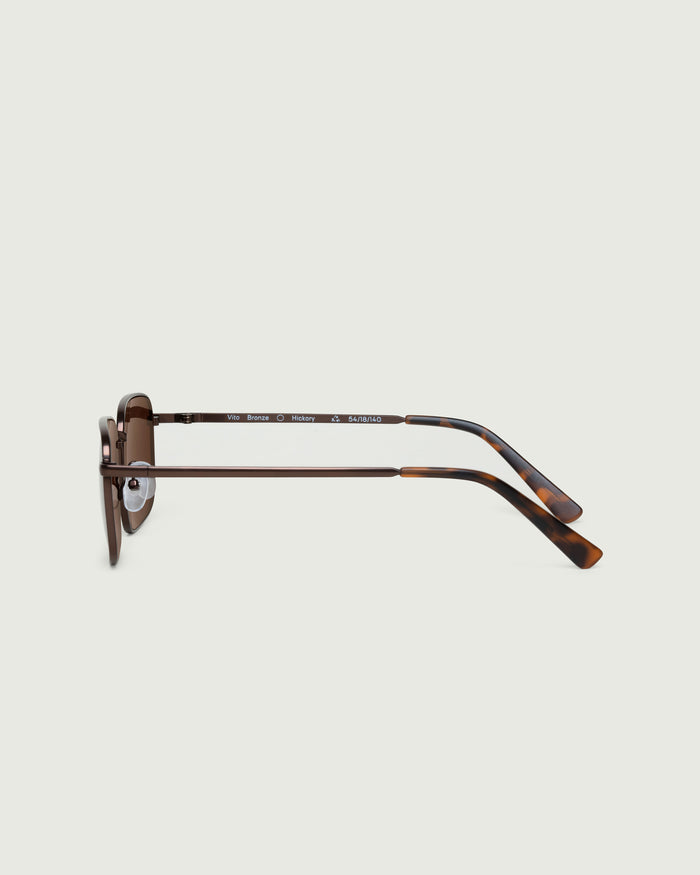 Bronze Polarized::Vito Sunglasses rectangle brown  metal side