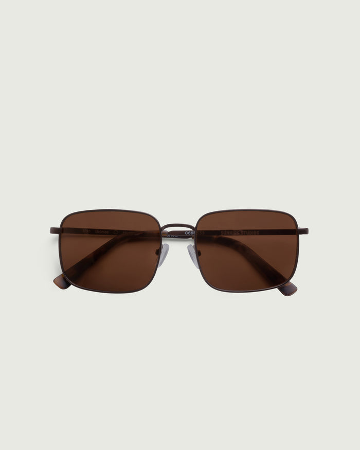 Bronze Polarized::Vito Sunglasses rectangle brown  metal top