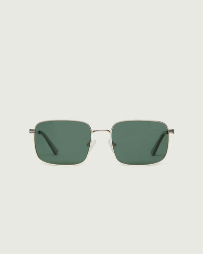 White Gold Polarized::Vito Sunglasses rectangle gold metal front