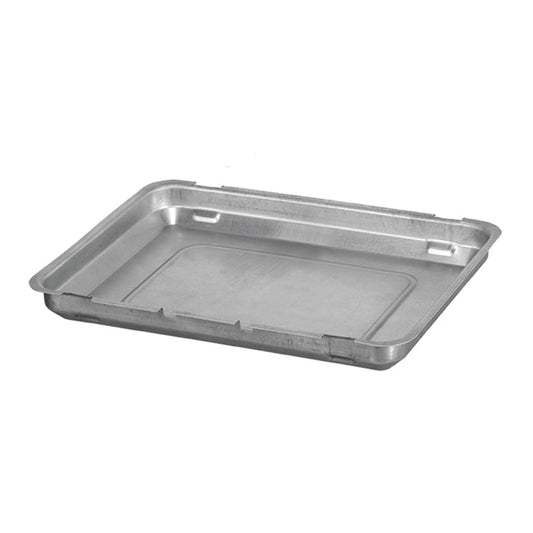 Unold Wasserwanne für BARBECUE-GRILL 58550 + 58565: Rechteckige Metallwanne mit flachen Seiten und abgerundeten Ecken, abgebildet auf weißem Hintergrund.