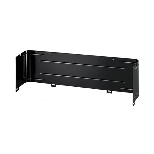 Der Unold Windschutz für BARBECUE-GRILL Vario 58565 ist eine schwarze, L-förmige Metallhalterung mit flachen Oberflächen, abgerundeten Ecken und mehreren Befestigungslöchern zur Wand- oder Gerätebefestigung.