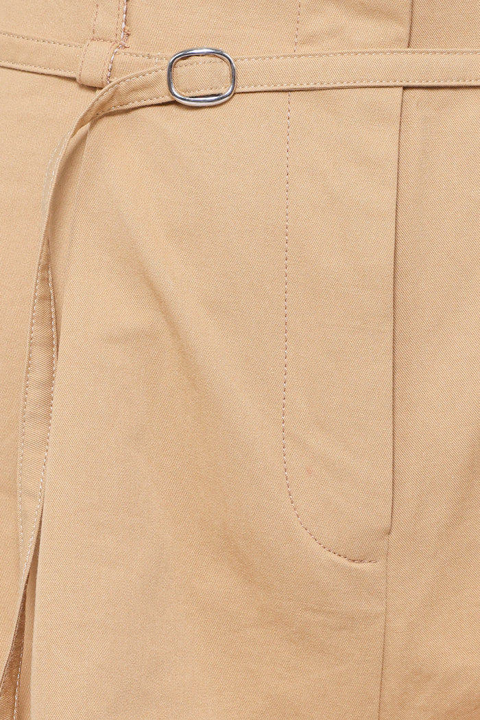 Petal and Pup USA BOTTOMS Winona Pleated Front Tailored Long Short - Taupe