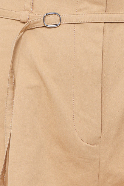 Petal and Pup USA BOTTOMS Winona Pleated Front Tailored Long Short - Taupe