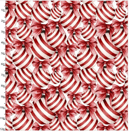 WINTER FOREST STRIPED ORNAMENTS ON WHITE