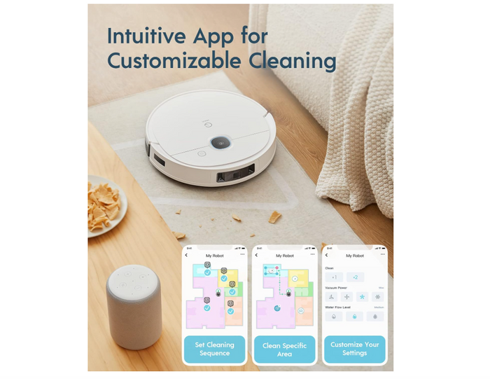 Yeedi vac 2 pro Robot Vacuum and Mop Combo,Powerful 3000Pa Suction with Oscillating Mopping, Advanced 3D Obstacle Avoidance,240min Runtime - Ideal for Carpet, Hard Floor Cleaning and Pets Family