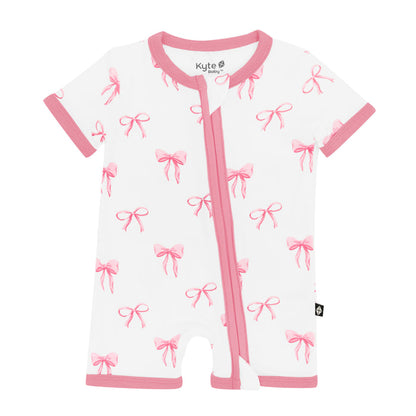 Kyte Baby Zippered Shortall Romper in Bow